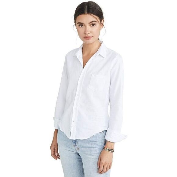 Frank & Eileen Eileen Shirt Women's Small White Crinkle Long Sleeve Button Down - Picture 2 of 8
